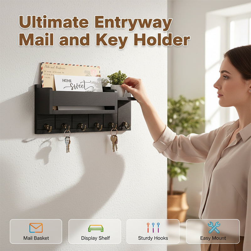 📢📢50% OFF !! ⏰Wall-Mounted Mail and Key Holder with Shelf