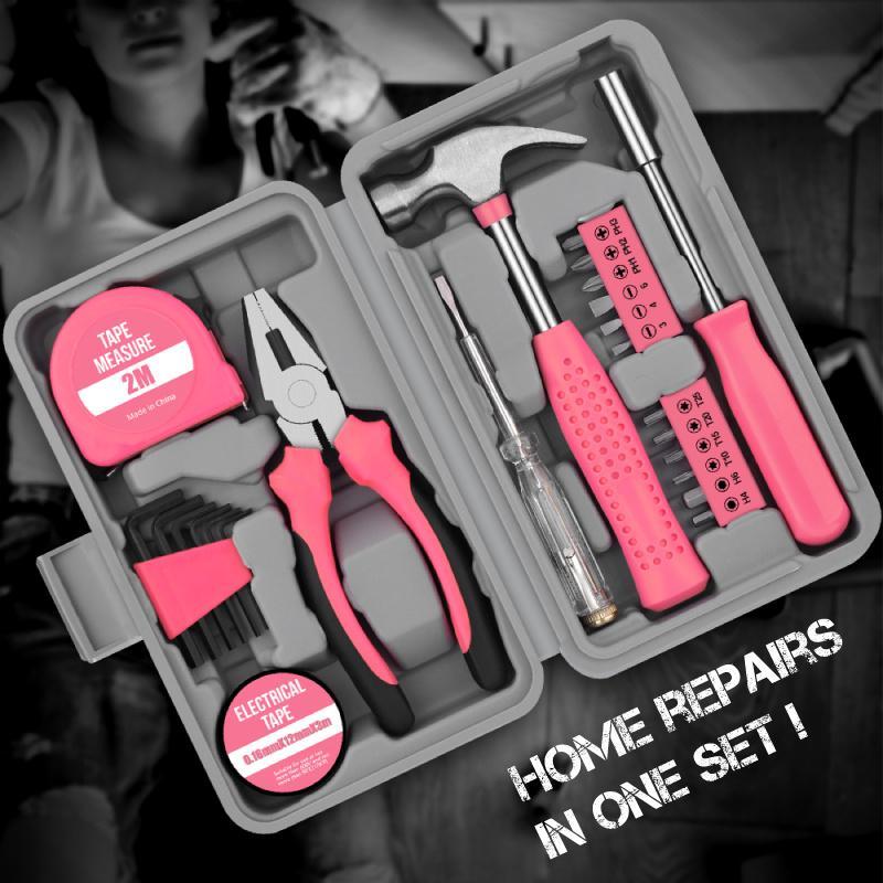 📢📢50% RABATT !!⏰Portable 24-Piece Household Tool Kit – Storage Case Included, Hammer, Screwdriver, Pliers, Tape Measure & Bits for DIY Home Repairs