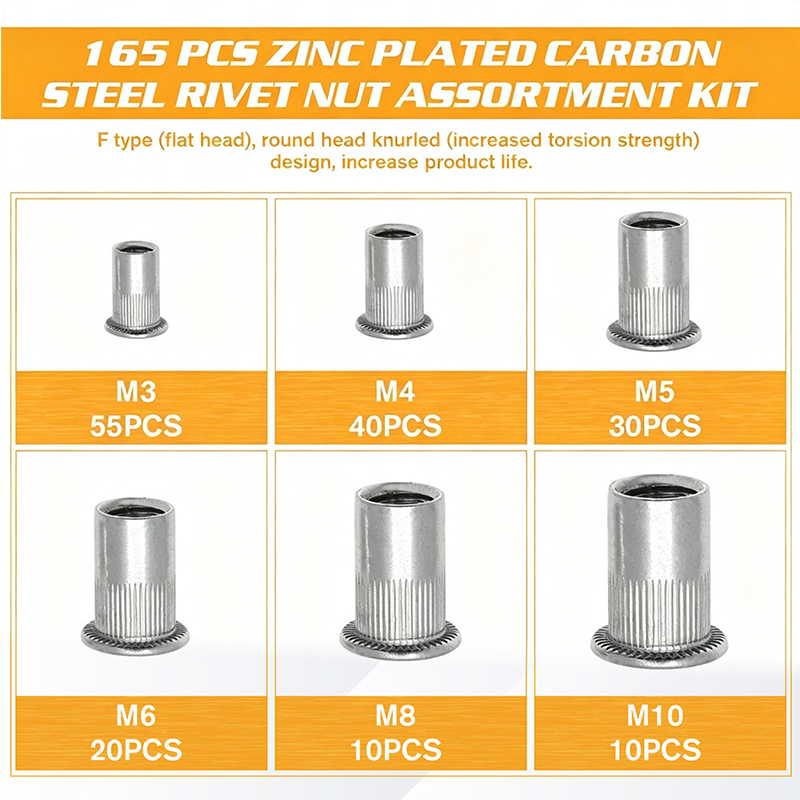📢📢50% OFF !! ⏰Knurled Rivet Nut Assortment Kit