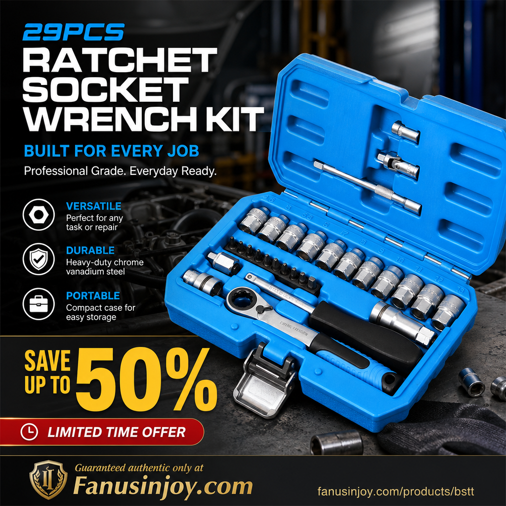 📢📢50% OFF !! ⏰29pcs Core Ratchet Socket Wrench Kit – Chrome‑vanadium steel, 11 sockets & 10 bits. Perfect for car repairs & DIY 🛠️✨