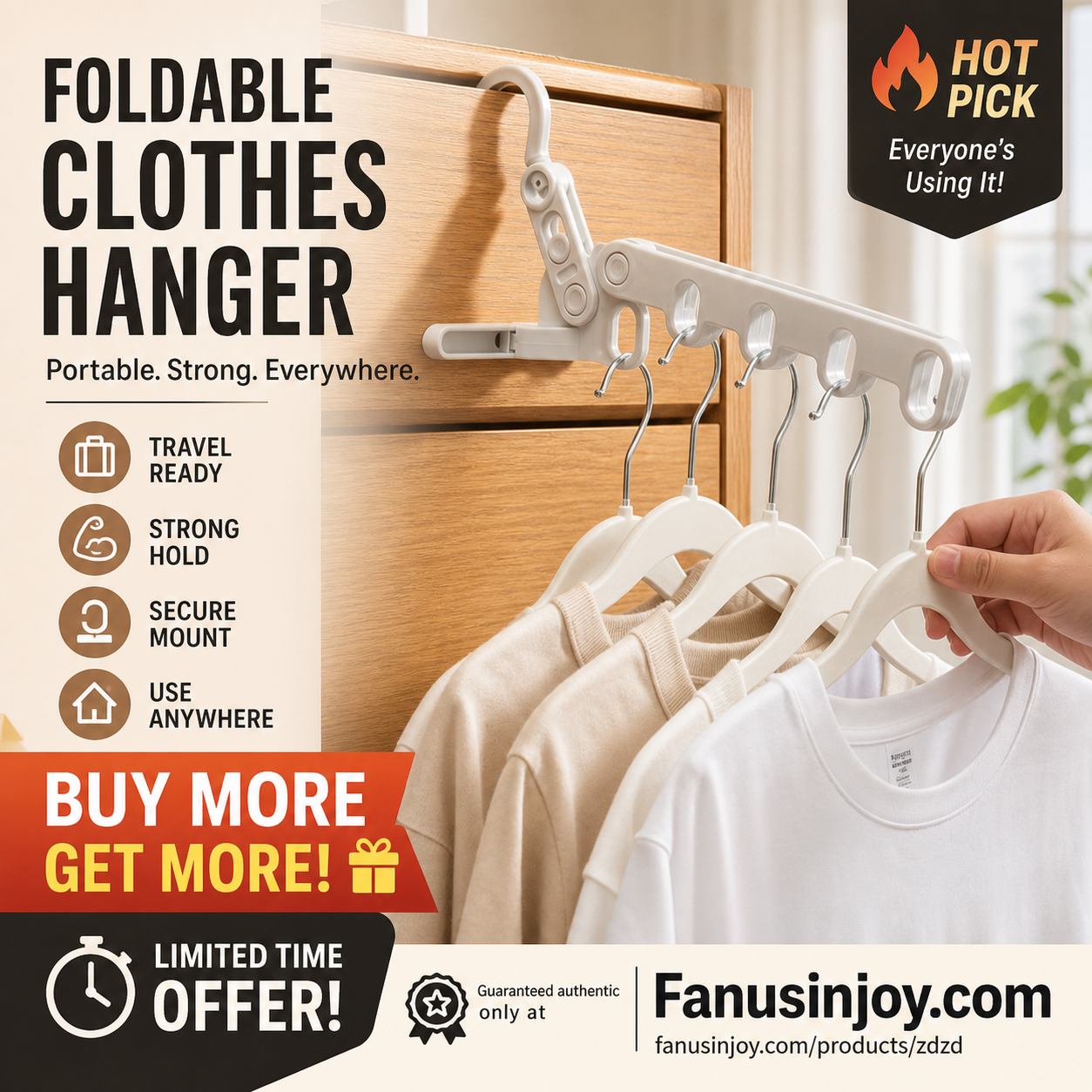 📢📢50% OFF !! ⏰Hang clothes anywhere you want！Portable Foldable Clothes Hanger