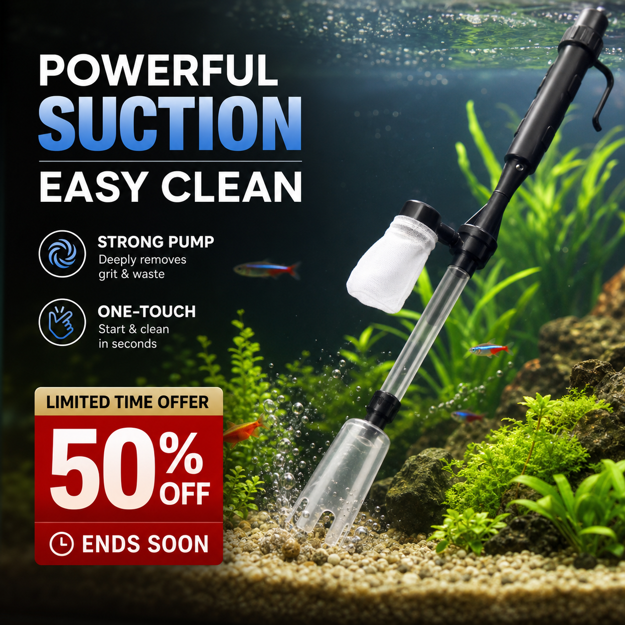 📢📢50% OFF !! ⏰ Electric Aquarium Gravel Cleaner